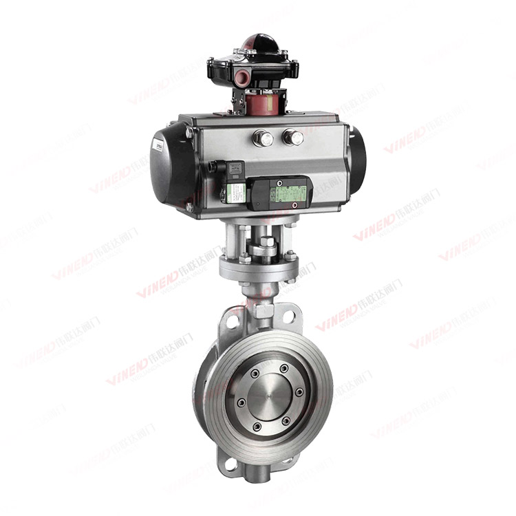 气动三偏心硬密封对夹蝶阀